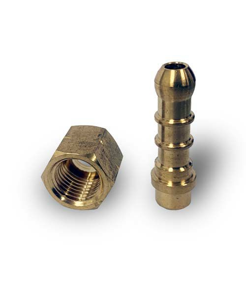 LPG 1/4" BBQ Nut & Stem Nozzle for 8mm Hose
